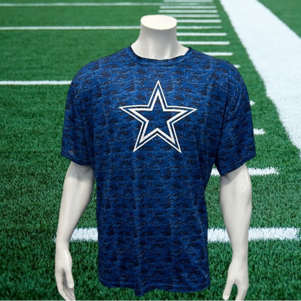 Dallas Cowboys Blue Two Tone Digital Camo Camouflage Men's Short Sleeve Shirt 3X